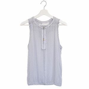 Bisou‎ Bisou Shirt Womens Size M Polka Dot Black/White Sleeveless Elastic Hem